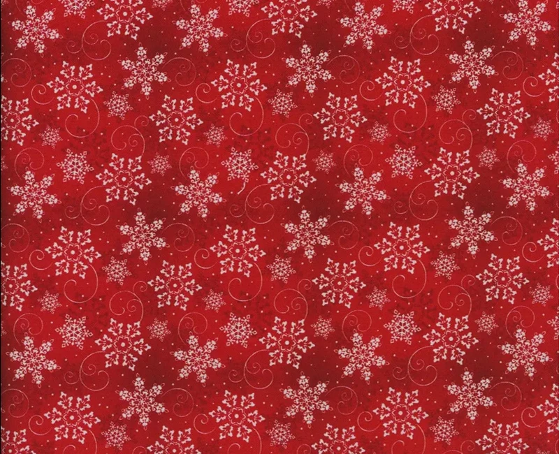 Christmas Snowflakes on Blended Red Christmas 100% Cotton Fabric Price per yard