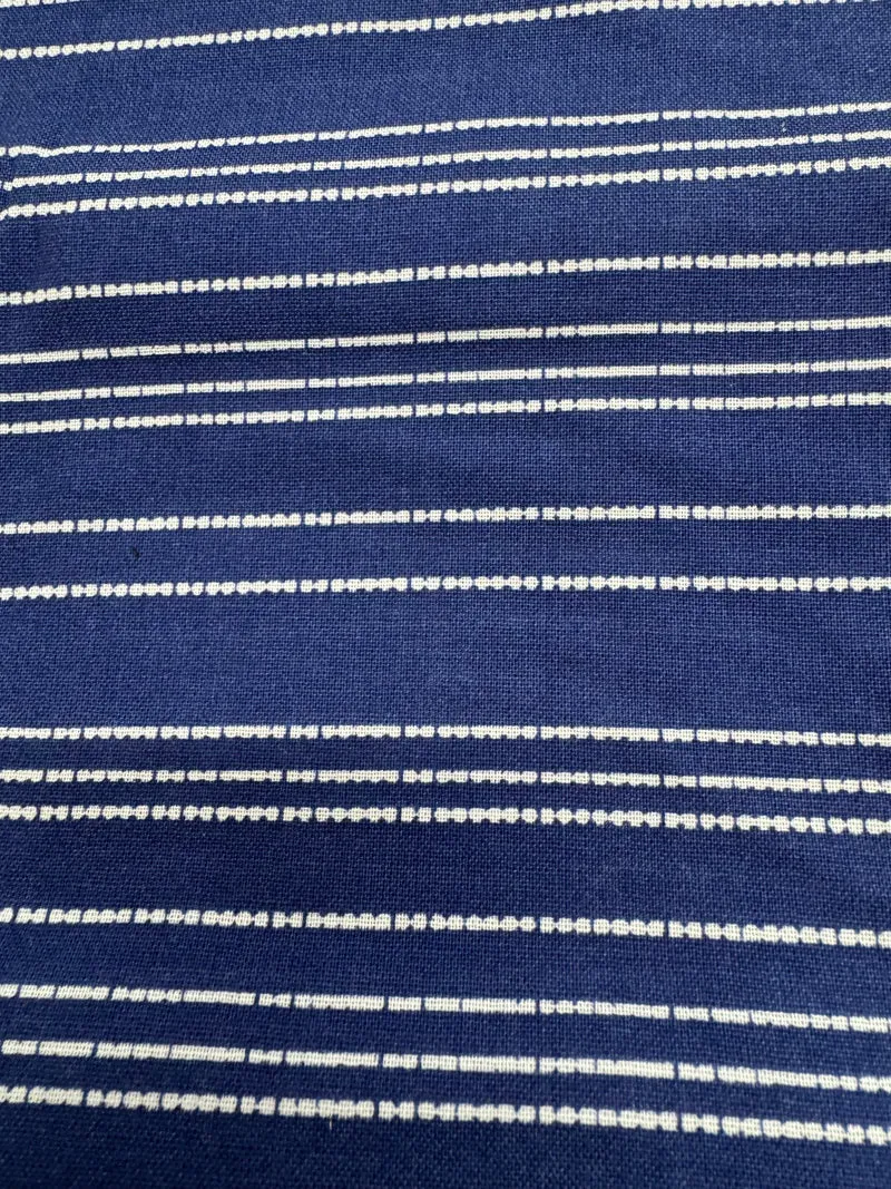 1 Yard Precut Wavy Lines on Blue 100% Cotton Blender
