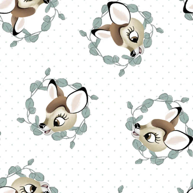 Disney Nursery Bambi Badge Baby on White 100% Cotton Price per Yard