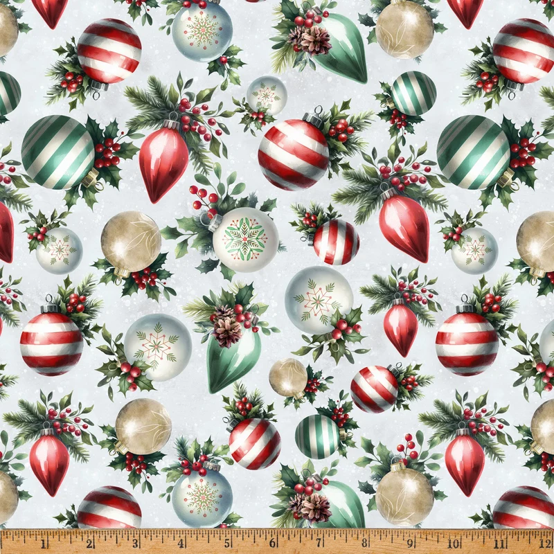 Christmas Cozy Tidings Tossed Ornaments on Blue