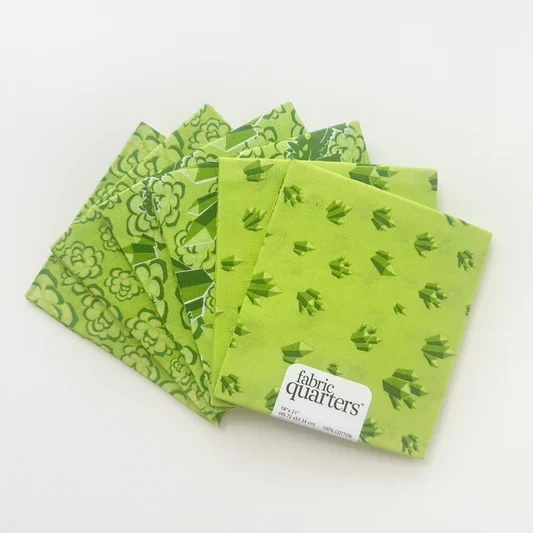 6 Fat Quarters - 3 Prints x 2 of Each Green Floral Geode 100% Cotton Precut