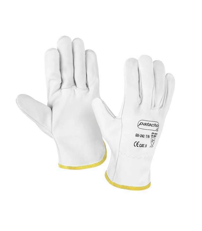 Guante piel flor gris Patacho GU-242/9 T-9