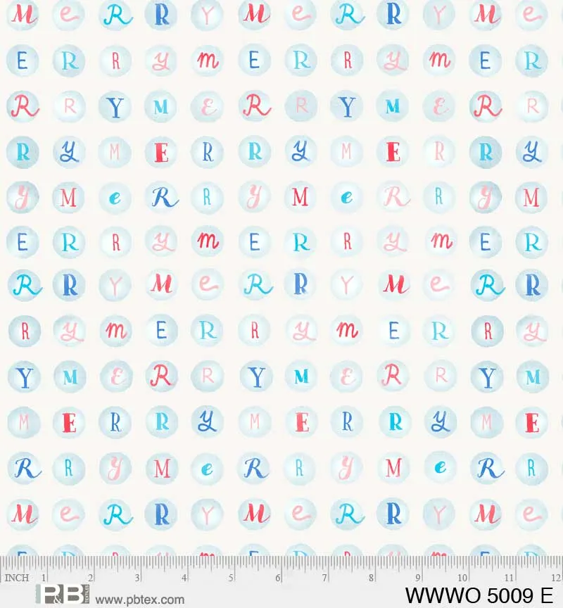 Christmas Merry Letters on White 100% Cotton Fabric Price per Yard