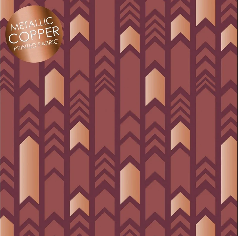 Arrowheads Rust Metallic Print on Brown 100% Cotton Fabric Price per Yard Novelty