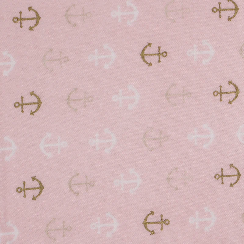 Stitch & Sparkle Bamboo Rayon Fabric Cotton 42/44 Width, by the Yard, Pink Anchor