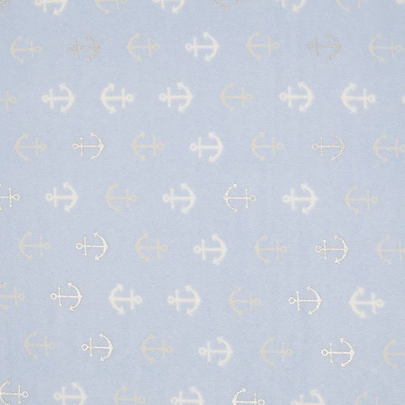 Stitch & Sparkle Bamboo Rayon Fabric Cotton 42/44 Width, by the Yard, Blue Anchor