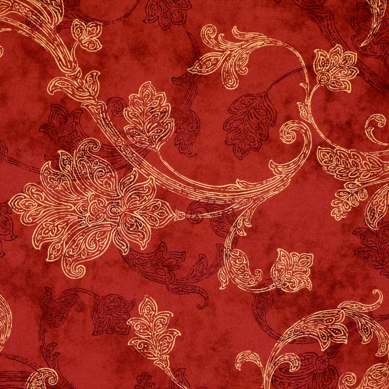 Stitch & Sparkle 100% Cotton Duck 54" Jacobean Scroll Red Color Sewing Fabric by The Yard