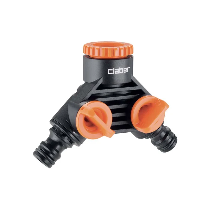 Conector de Doble Toma Claber 2 Vías | 1/2" y 3/4" | Cód. 8599