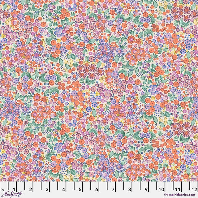 Little Meadow Coral Flourish And Bloom 44"/45" Cotton Fabric Per Yard