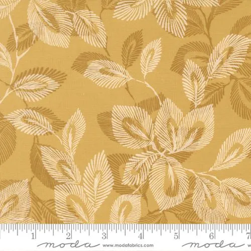 Gold Arabesque Palm Honey Cotton 44"/45" Fabric Per Yard