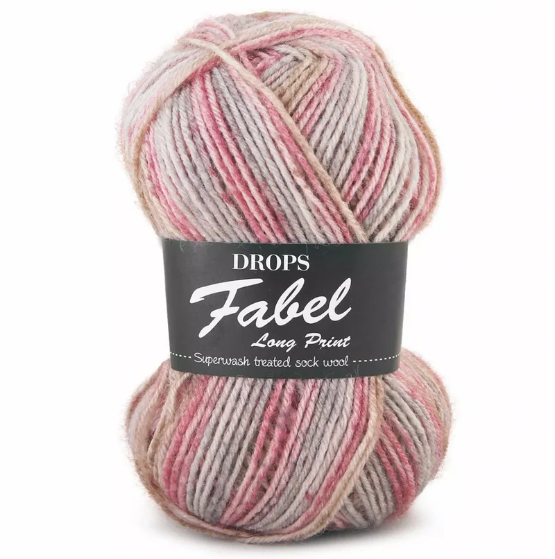 DROPS Fabel Long Print 623 niebla rosa