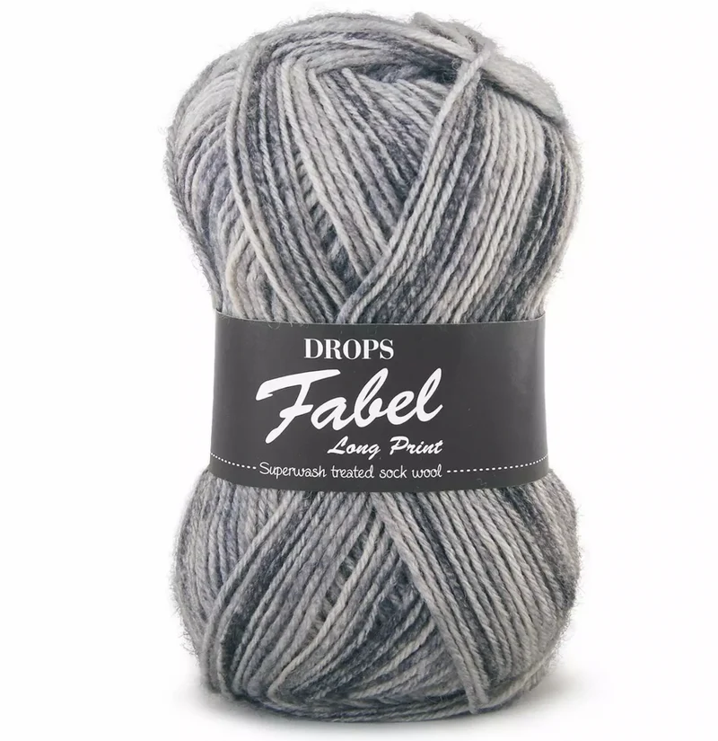 DROPS Fabel Long Print 602 zorro plateado