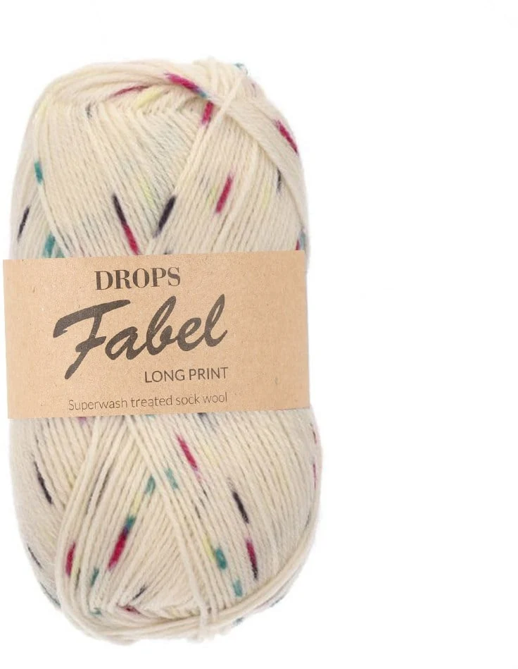DROPS Fabel Print 925 bayas y crema