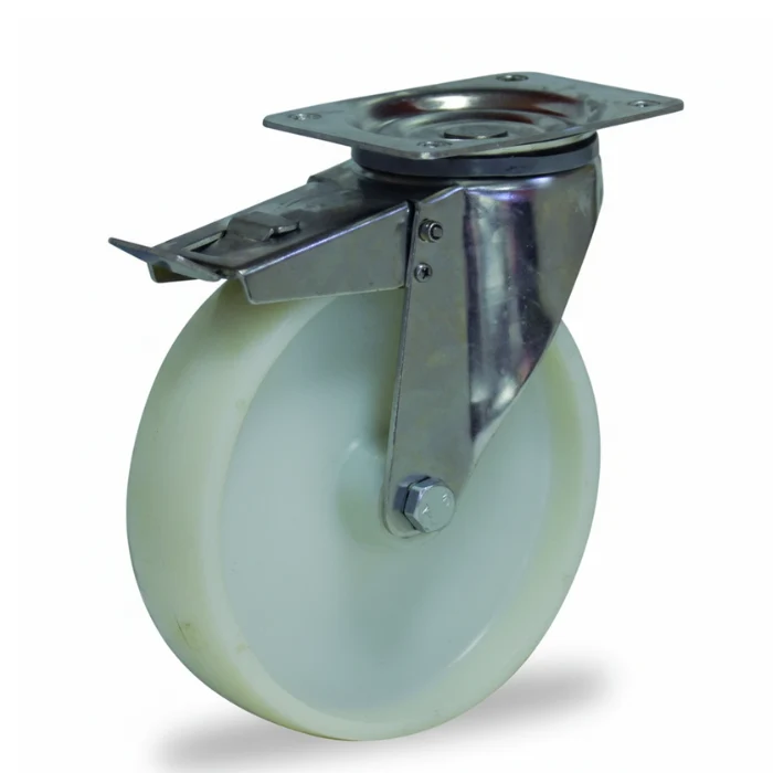 Rueda Gayner Inox 200mm con Freno | Ref. 35-374-FD | Nylon | 400kg