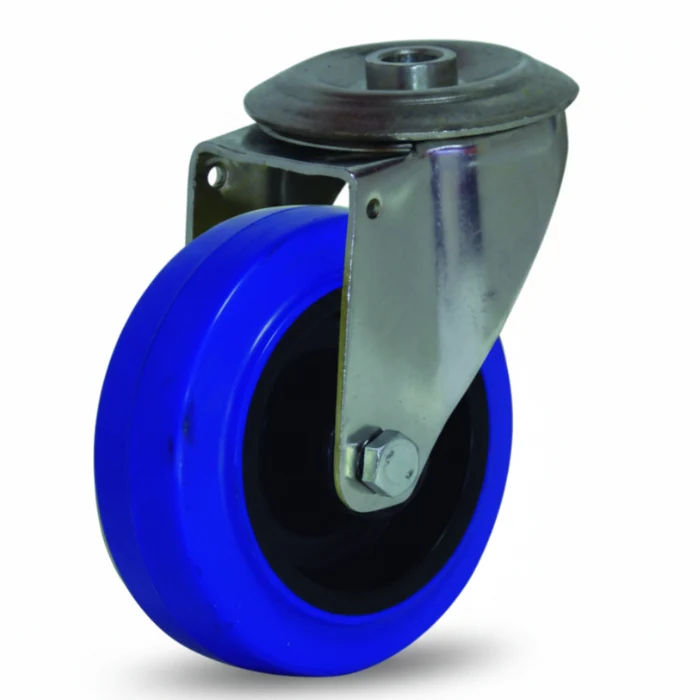 Rueda Gayner Inox 80mm | Ref. 34-100/08 | Caucho Azul | Carga 120kg