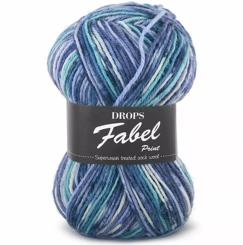 DROPS Fabel Print 522 turquesa/azul