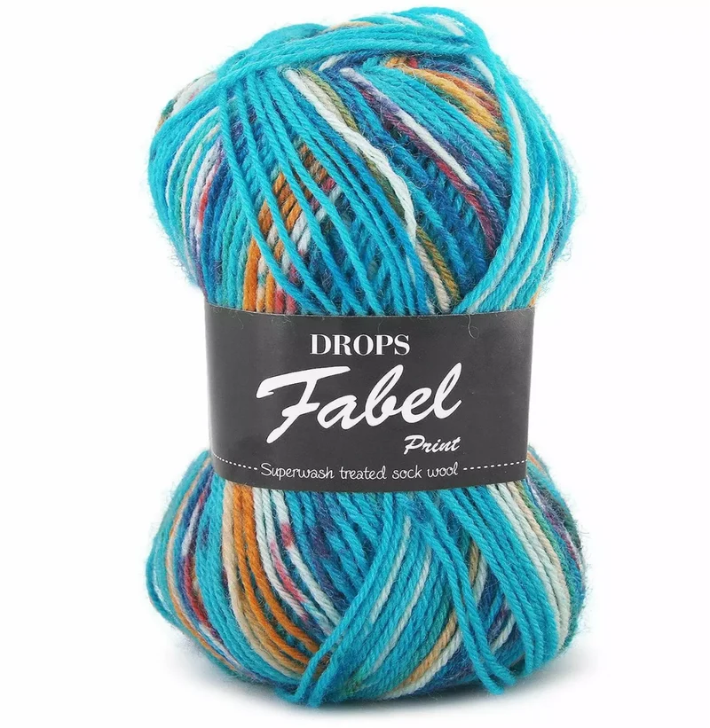 DROPS Fabel Print 162 mar azul