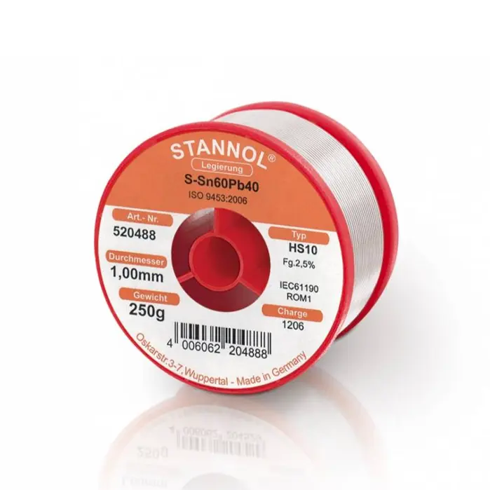 Rollo de estaño para soldadura Sn60Pb40 Ø1mm 250gr.
