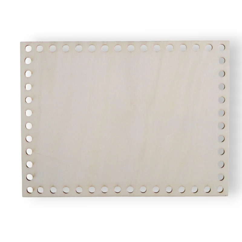 Base de Madera Rectangular Perforada para Tejer