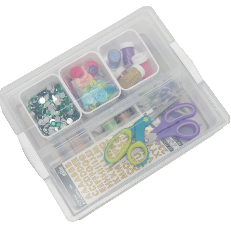 Everything Mary 7-Piece Clear Plastic Craft & Hobby Storage Container – Organizer with Removable Bins for Supplies, Tools, and DIY Projects