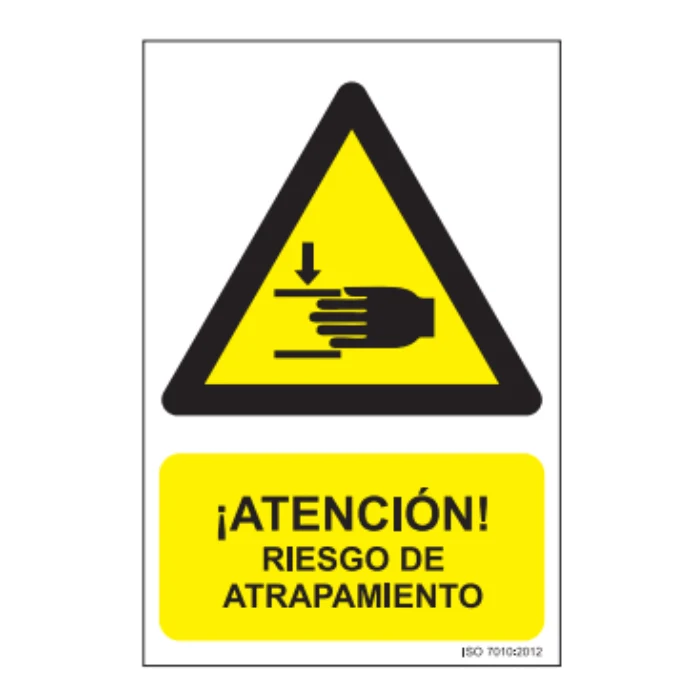 Señal PVC Riesgo de Atrapamiento | 210 x 300 mm | Espesor 0,7 mm