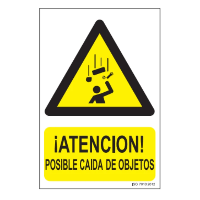 Placa PVC A4 Posible Caída de Objetos | Seguridad Obra