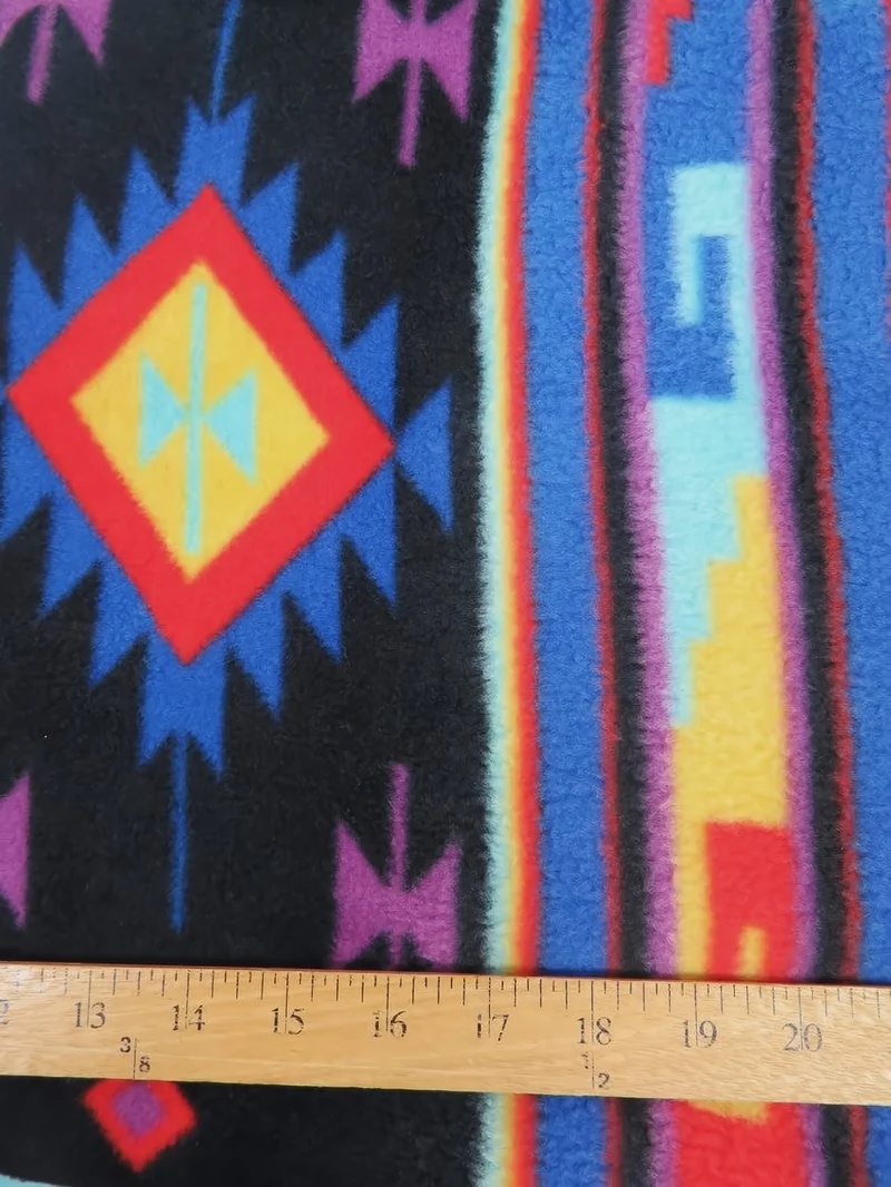 Midnight Tribal Symbols Fleece Fabric