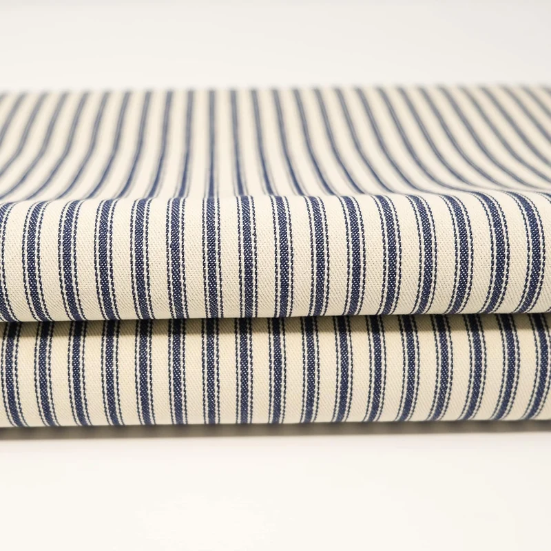 Roc-lon 100% Cotton 44/45" Woven Ticking Fabric, Cut by Yard, Stripe Navy