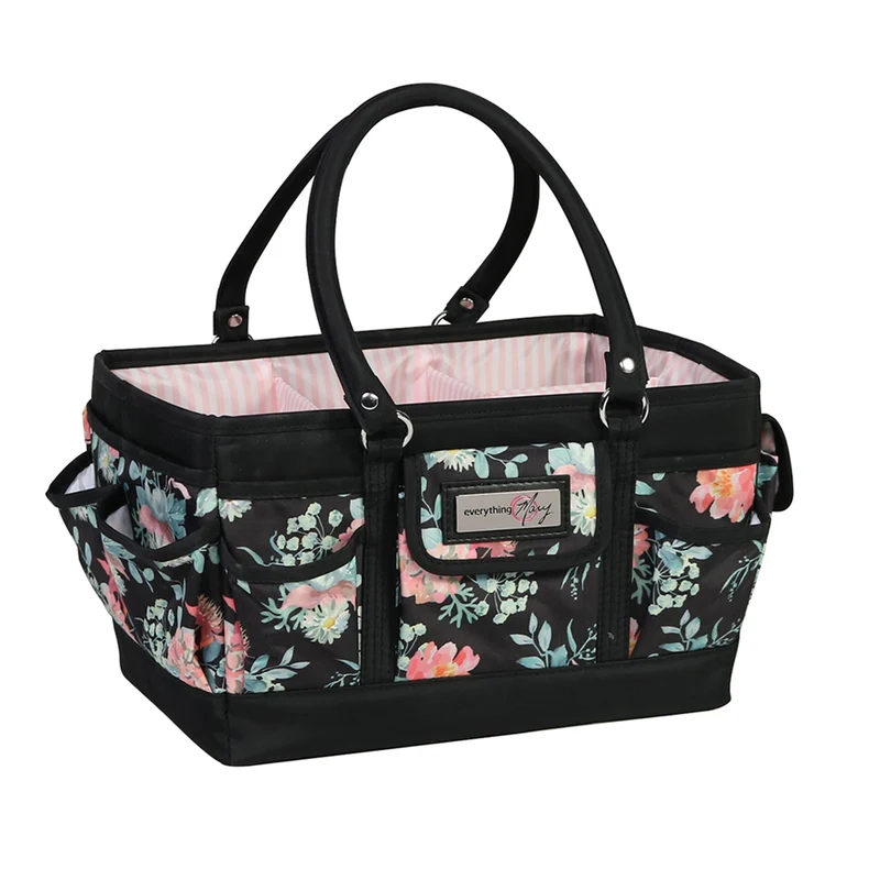 Deluxe Store & Tote Craft Organizer, Black & Floral