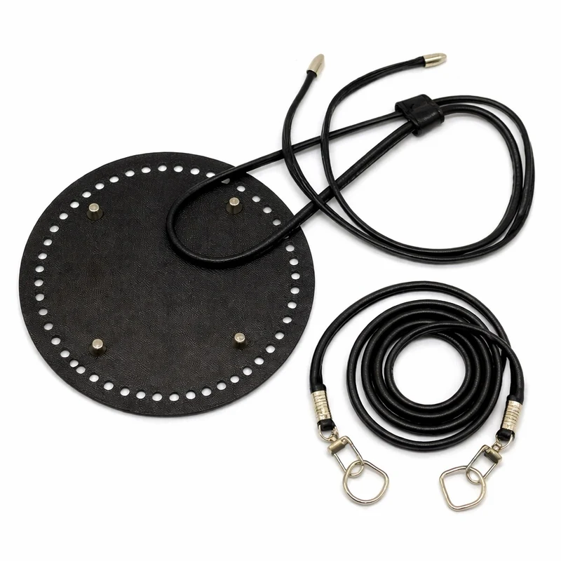 Base circular perforada 15 cm con asa y cierre para bolso saco