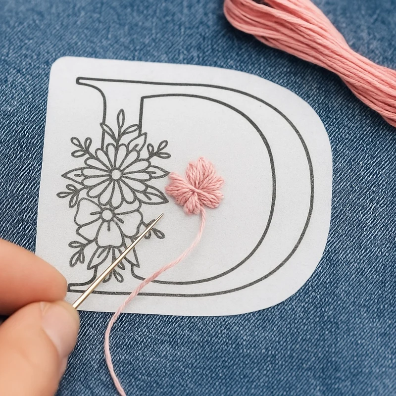Plantillas hidrosolubles para bordar – Alfabeto con motivos florales