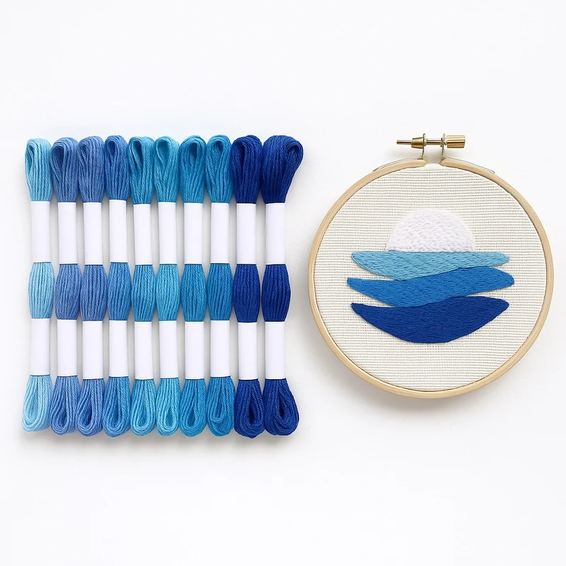 Hilo Mouliné – Pack 12 Madejas Tonos Azules