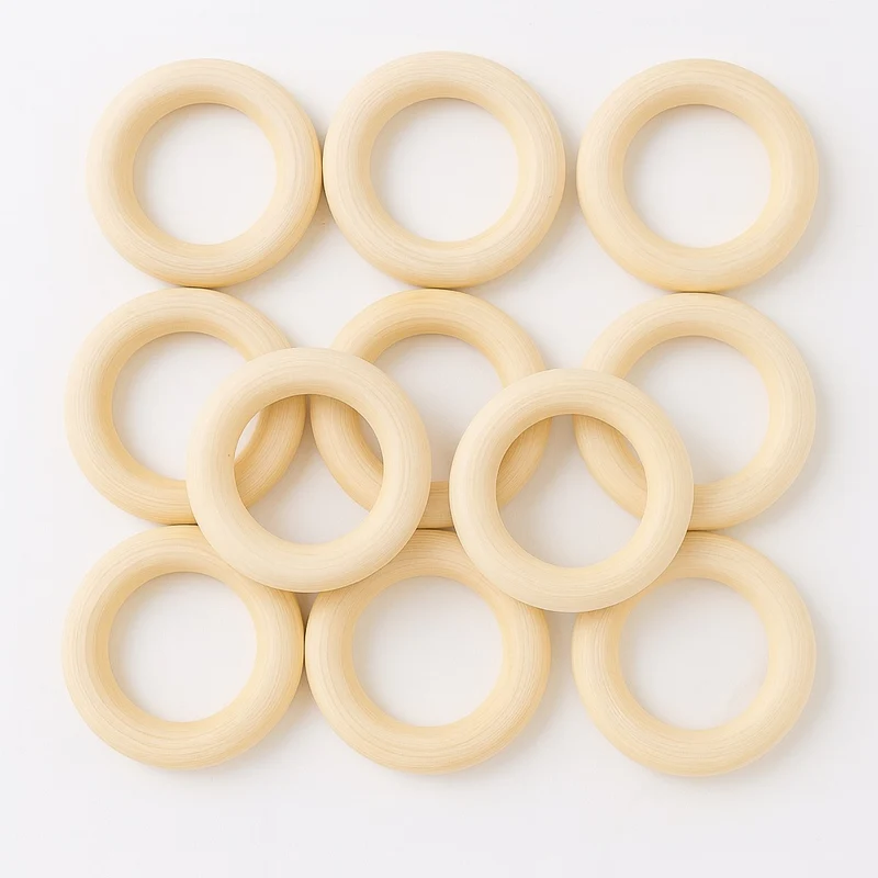 Pack 10 Aros de Madera Natural Ø50 mm | Macramé