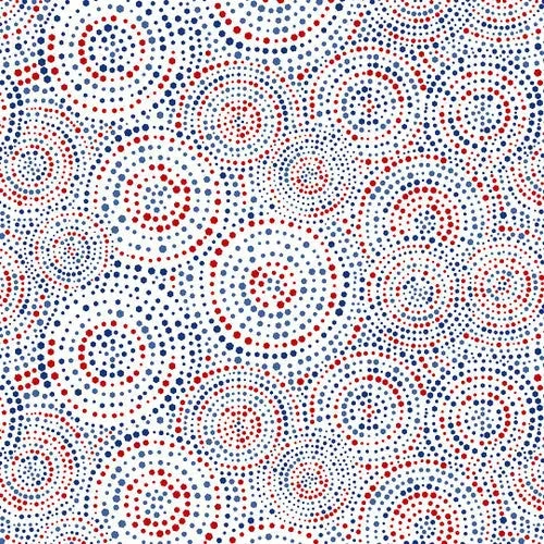 White Patriotic Hexi Dots Cotton Wideback Fabric per yard