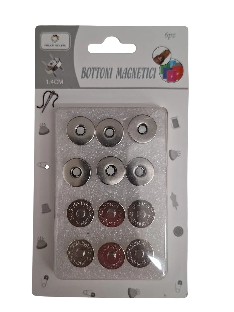Chiusura magnetica argento 1.4 cm 6pz