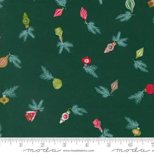 Cozy Wonderland Green Vintage Ornaments 44"/45" Fabric Per Yard
