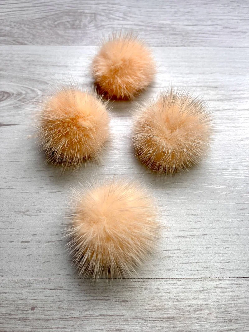 Pompón de piel de visón 100% natural (melocotón)