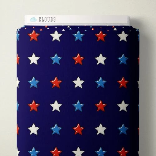 8-Bit Stars Navy Pop Stars QC Cotton 44/45 Fabric Per Yard