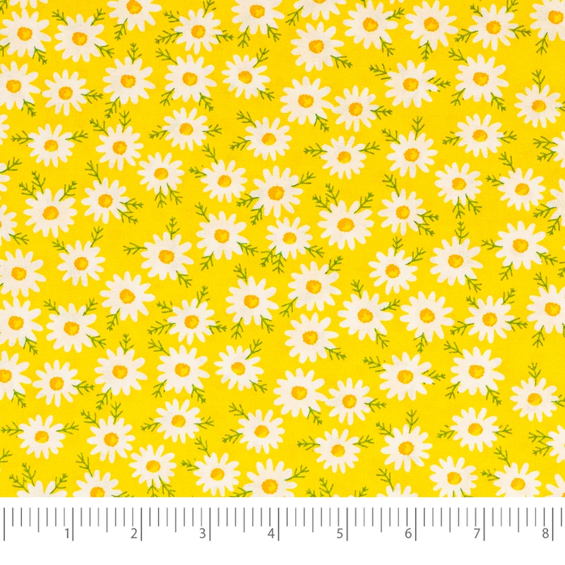 SINGER® Fabric, 100% Cotton, 44 Inch Wide, Daisys On Yellow, Cut by the Yard