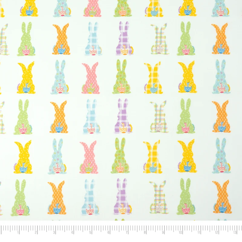 SINGER® Fabric, 100% Cotton, 44 Inch Wide, Colorful Bunny, Cut by the Yard
