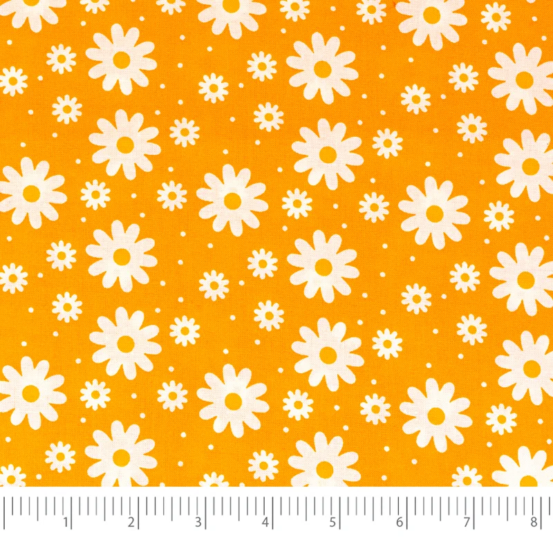 SINGER® Fabric, 100% Cotton, 44 Inch Wide, Small White Flowers On Yellow, Cut by the Yard