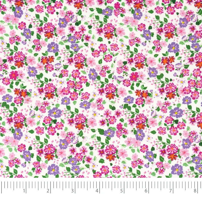 SINGER® Fabric, 100% Cotton, 44 Inch Wide, Packed Pink Flowers, Cut by the Yard
