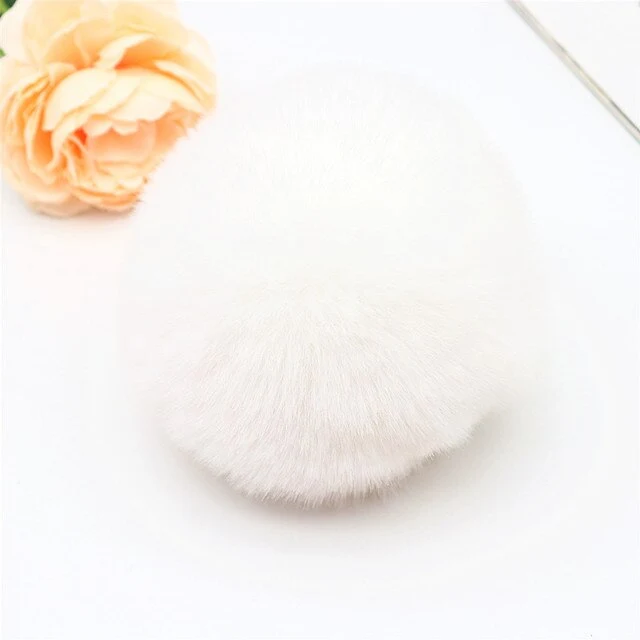 Pompón de pelo de conejo 100% natural (blanco)
