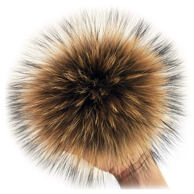 Pompón de piel de lujo 100% zorro natural (marrón y naranja)