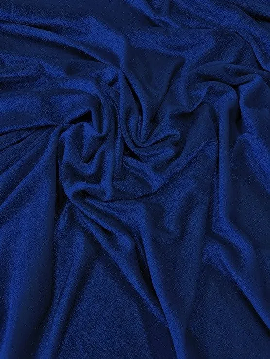 GLITTER STRETCH VELVET 360 GRAMS SPANDEX FABRIC / Royal Blue / Sold by the Yard