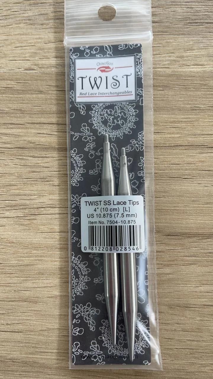 ChiaoGoo Puntas de encaje Twist SS de 4 pulgadas (10 cm) de largo, varios tamaños