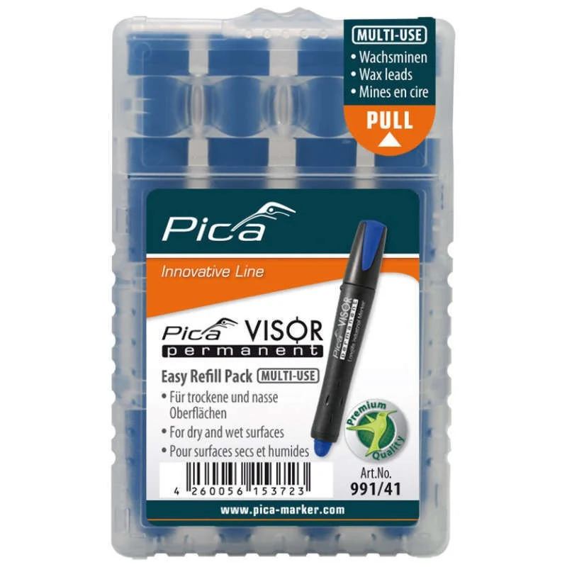 Estuche de 4 recambios azules para marcador Pica Visor 991/41