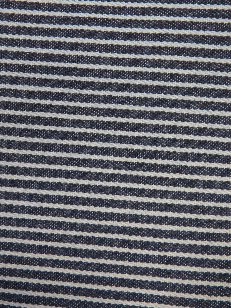 Natural with Navy Stripe 9oz Stretch Denim Fabric