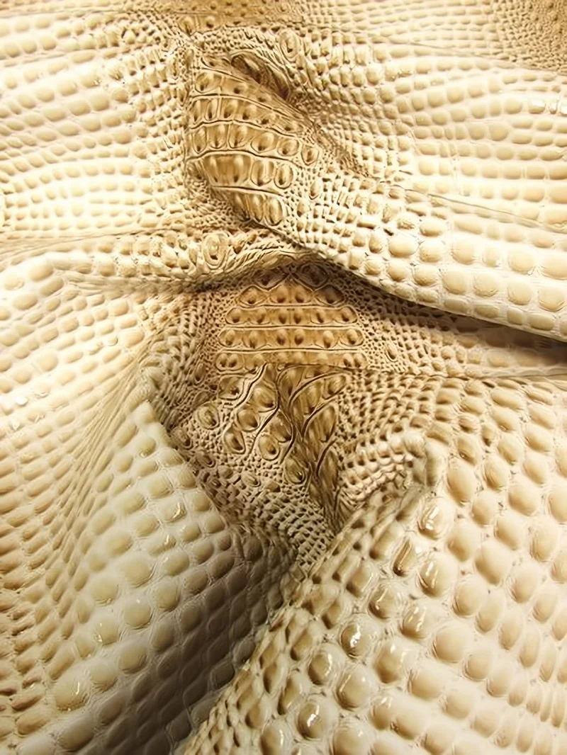 Western Cream (New Lot) Florida Gator 3D Embossed Vinyl Fabric / Sold By The Yard