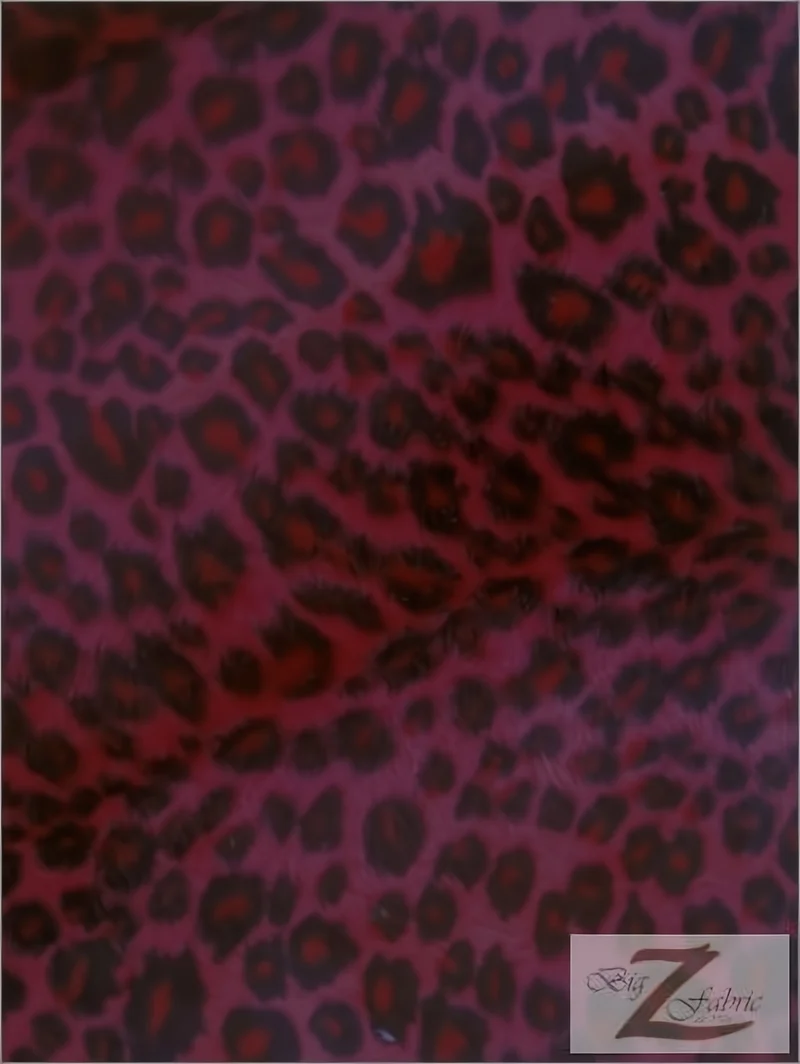 Red/Black Spot Velboa Cheetah Animal Short Pile Fabric / Sold By The Yard